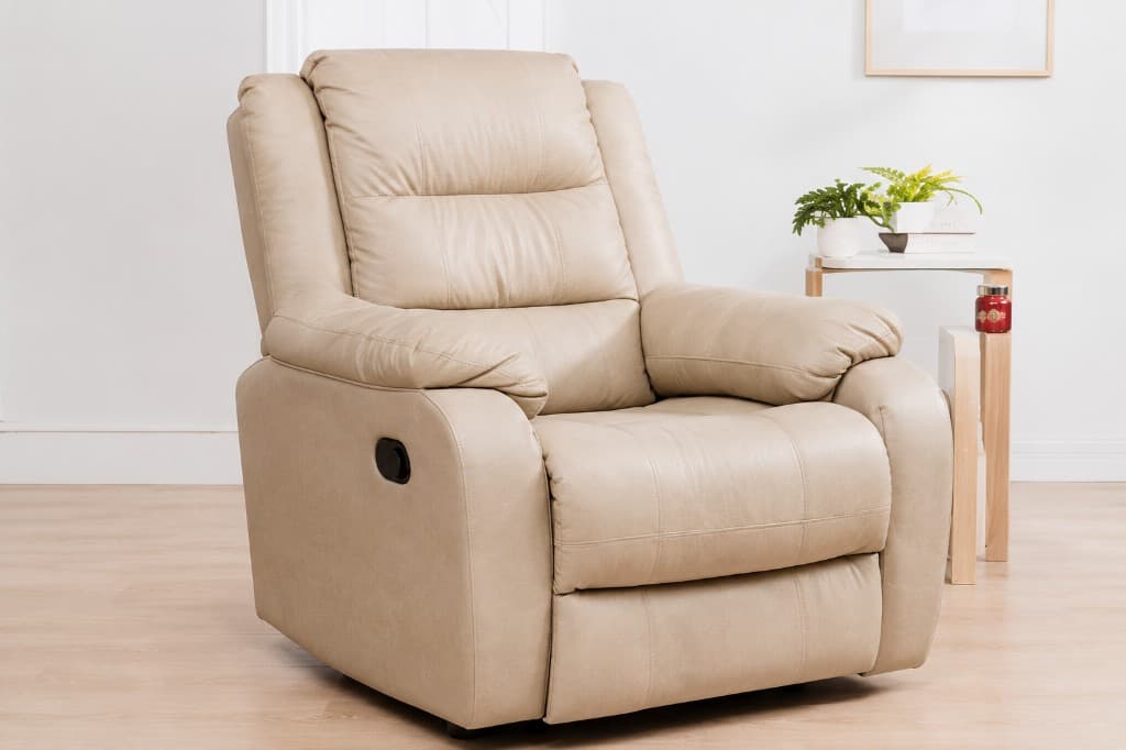 Aldridge recliner armchair upholstered in bone leather